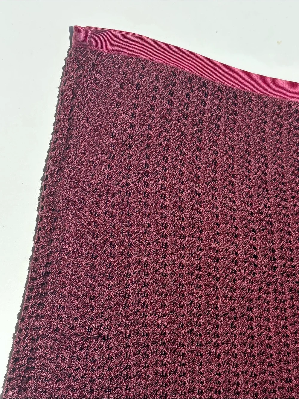 Margaret O’Leary Wool Women's Knit A-Line Skirt in Deep Wine Burgundy, M